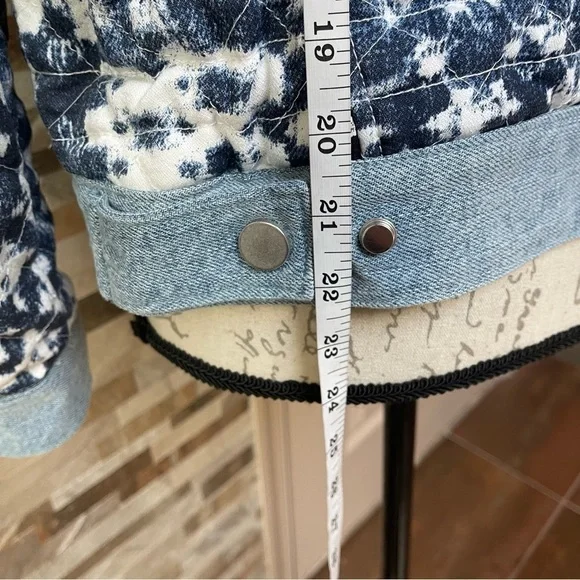 BLANK NYC Anthropologie Reversible Patchwork Denim cotton Jean Jacket XS fits M - Picture 11 of 16